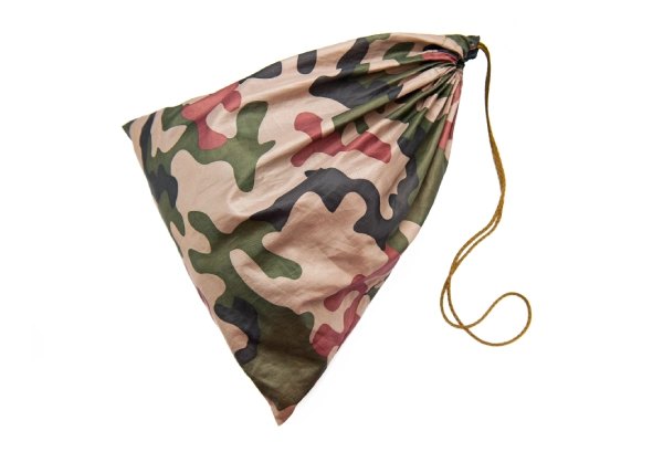 camouflage stuff sack on white background